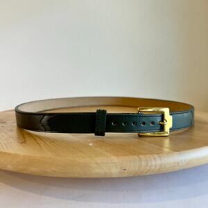 USA Green Top Grain Cowhide Genuine Leather Golden Buckle Belt Size 34 / Small